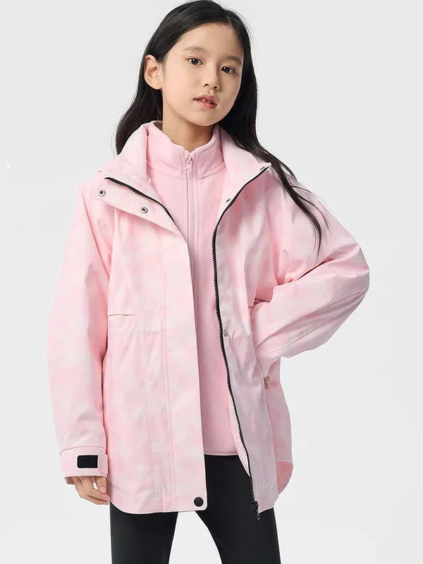 Girls' long waterproof outdoor jacket