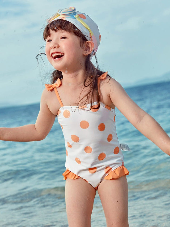 balabala little girl's small shoulder strap bow swimsuit 2-8 years old - balabala