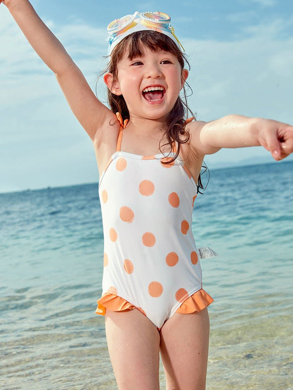 balabala little girl's small shoulder strap bow swimsuit 2-8 years old - balabala