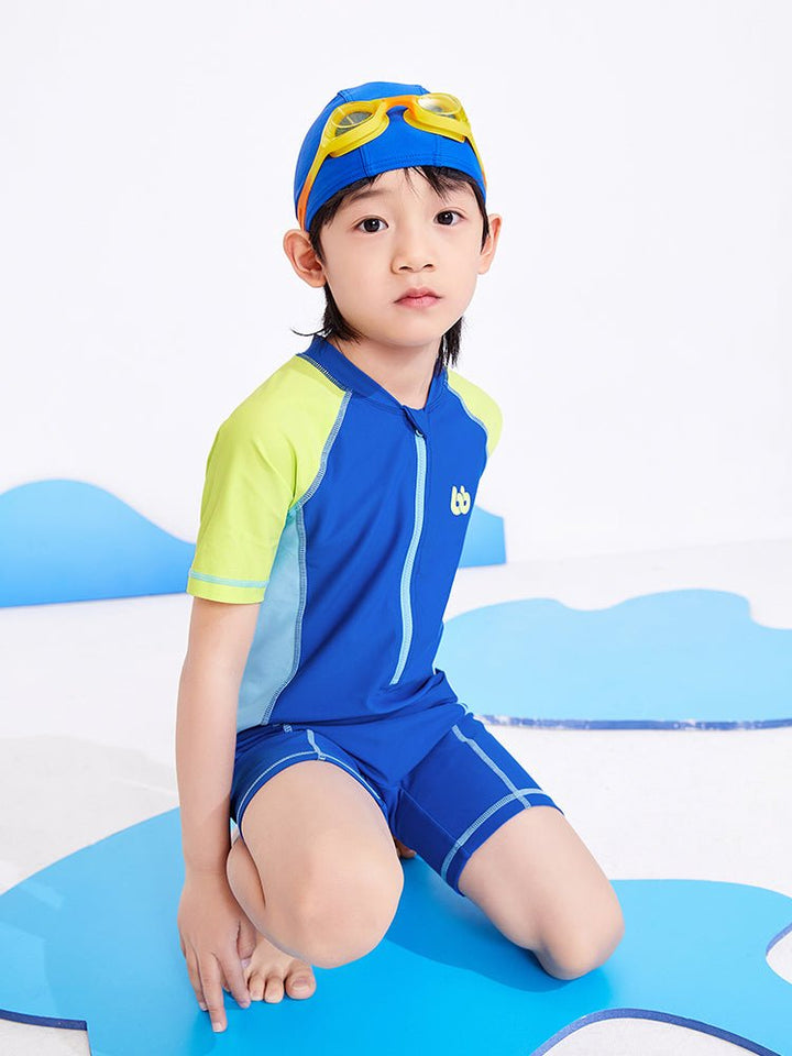 balabala Contrast color patchwork swimsuit for boys and girls 7-14 years old - balabala