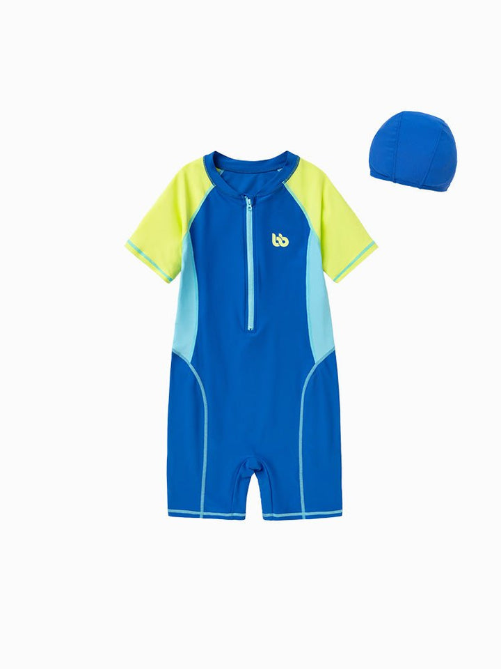 balabala Contrast color patchwork swimsuit for boys and girls 7-14 years old - balabala