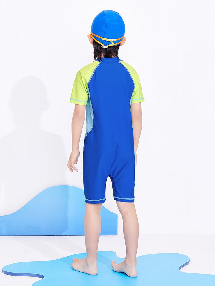 balabala Contrast color patchwork swimsuit for boys and girls 7-14 years old - balabala