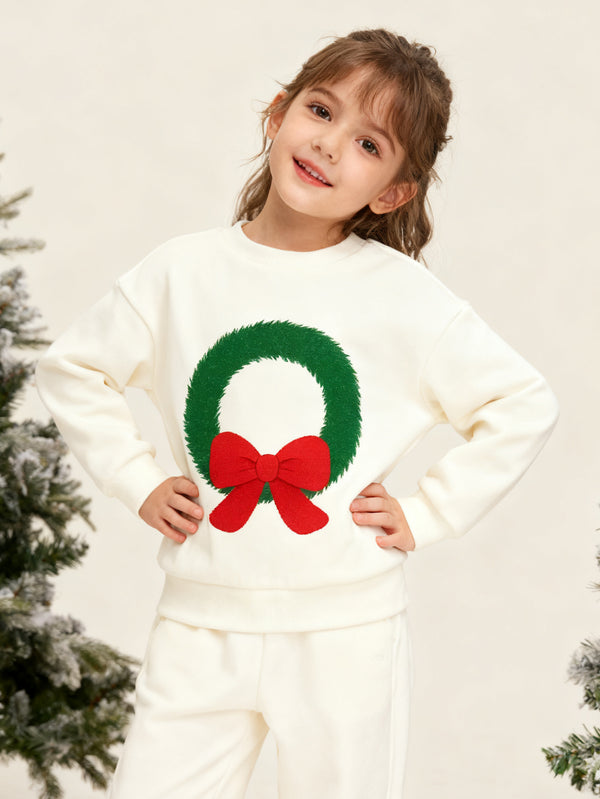 balabala Unisex Kids Cute Christmas Wreath Sweatshirt