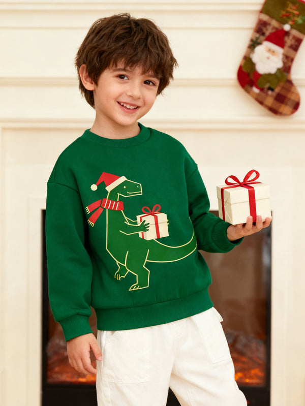 balabala Unisex Kids Christmas Dinosaur WIth Gifts Sweatshirt
