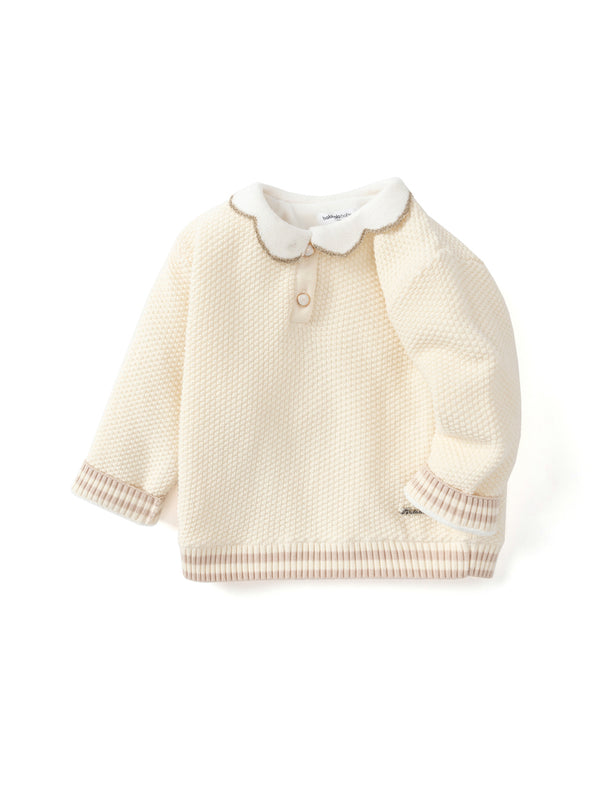 Balabala Baby Girl Lapel Long Sleeve Sweater