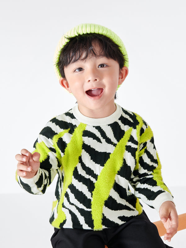 Balabala Toddler Colorful Zebra-Print Sweater