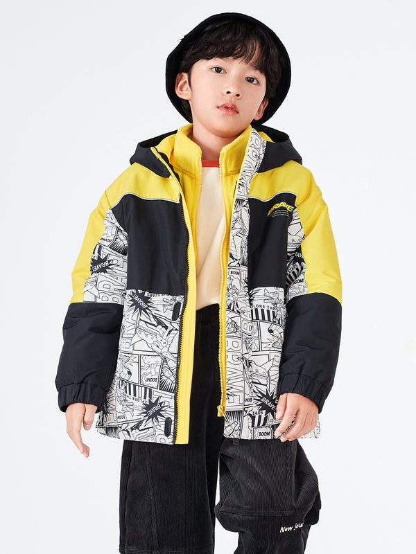 Balabala Kids Boy Hooded Fleece Lining Cotton Jacket