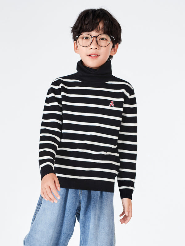 Balabala Kids Boy Long Sleeves Stripe Turtleneck Sweater