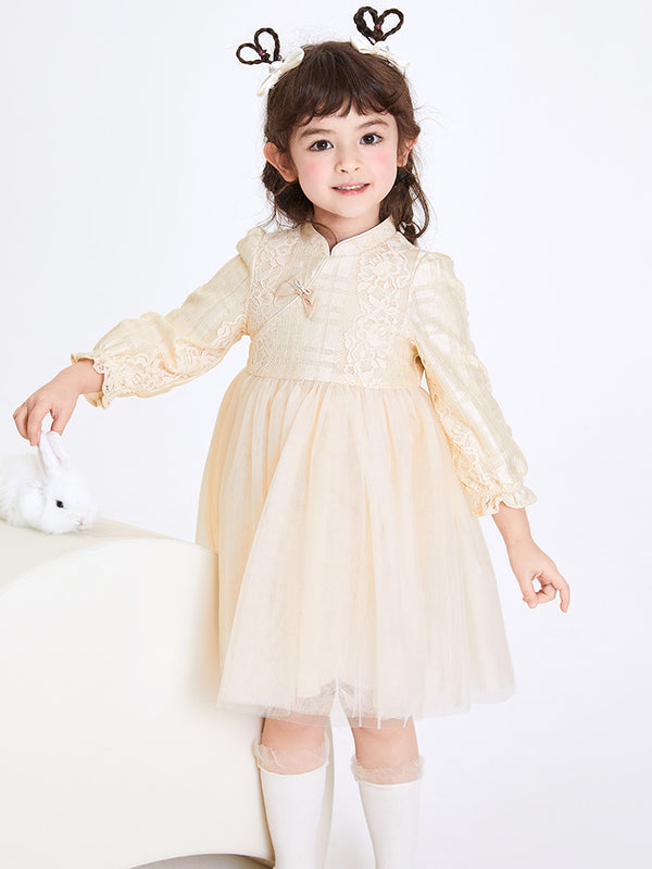 balabala Toddler Girl Solid Color Woven Dress 2-8 Years
