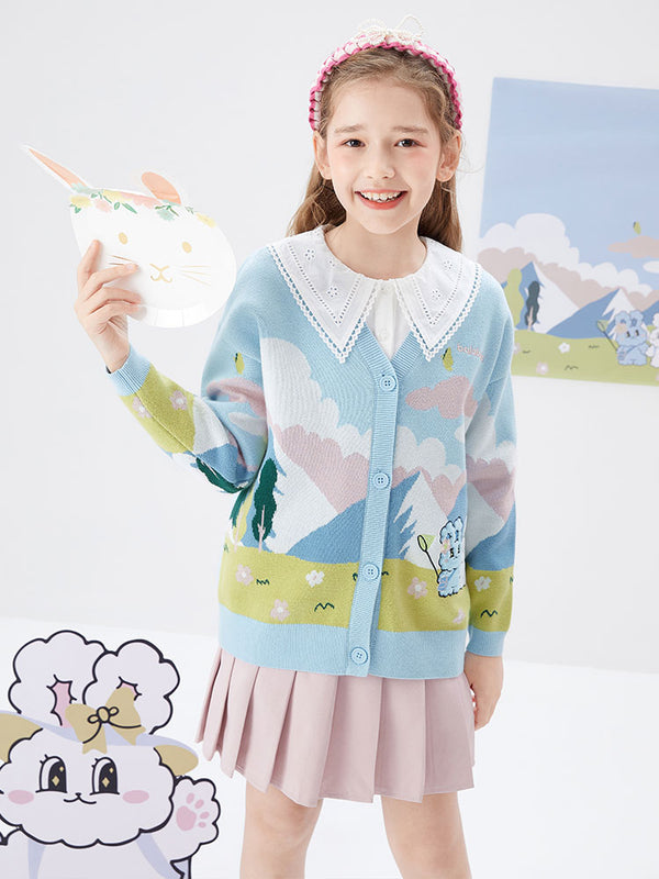 Kids Girl Landscape Elasticity Sweater208322103002