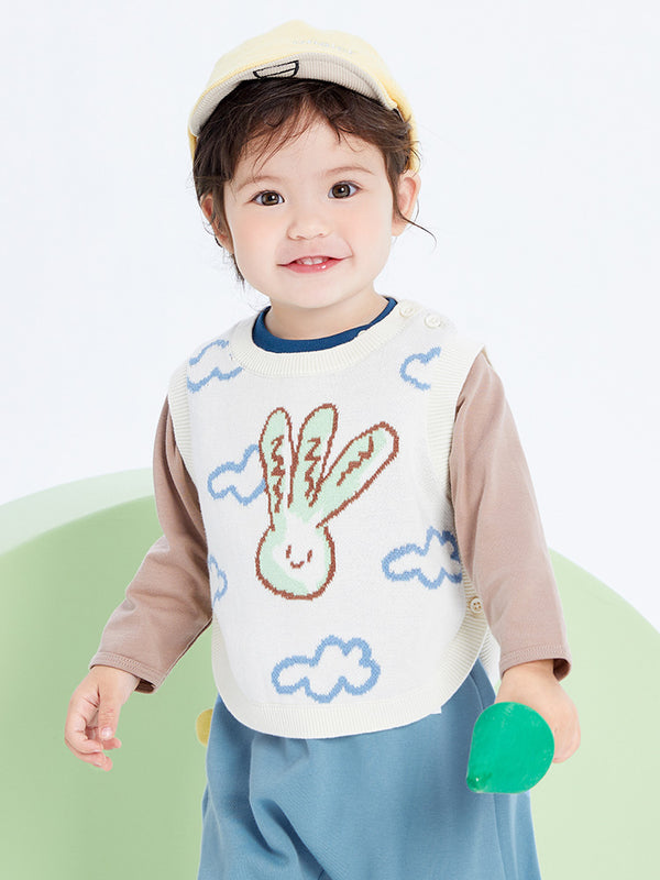 balabala Baby Unisex 100% Cotton Animal Graphic Woolen Vest 0-3 Years