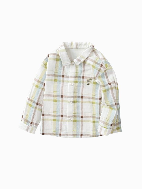 balabala Baby Unisex Dyed Yarn Big Plaid Woven Long Sleeve Shirt 0-3 Years