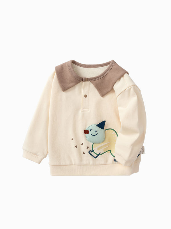 balabala Baby Unisex 100% Cotton Animal Graphhic Lapel Long Sleeve T-Shirt 0-3 Years