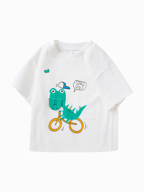 balabala Toddler cartoon printing cute knitted short-sleeved T-shirt 2-8 years