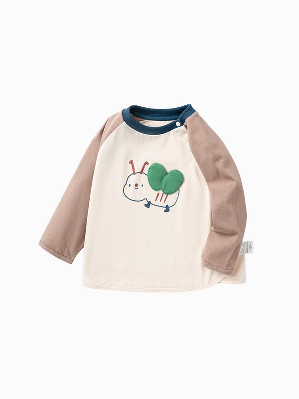 balabala Baby Unisex Animal Graphic Rounded V-Neck Long Sleeve T-Shirt 0-3 Years