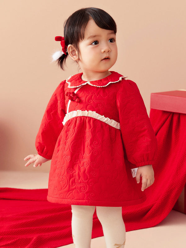 Balabala Baby Girl Váy dệt một mảnh mùa năm mới