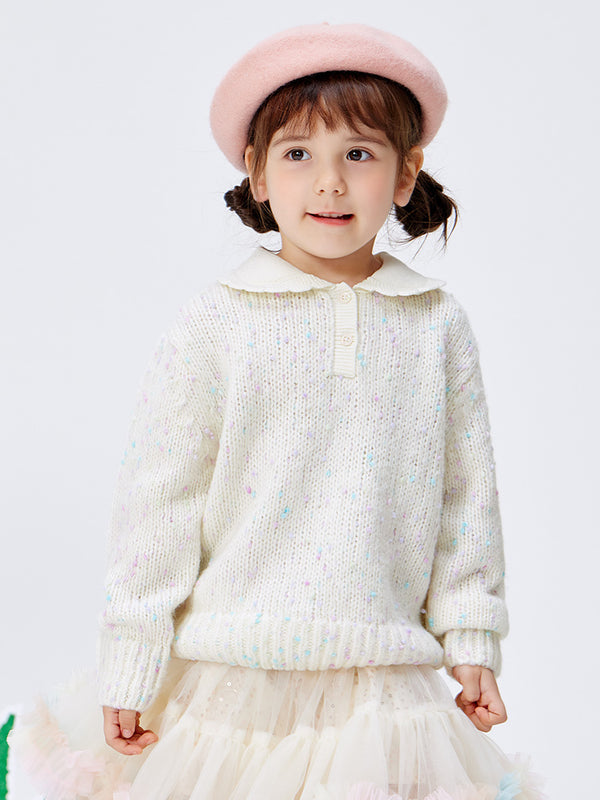 Balabala Toddler Girl White Hue Sweater