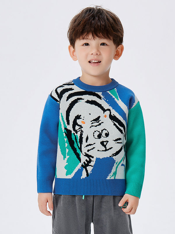 Balabala Toddler Boy Blue Green Hue Sweater