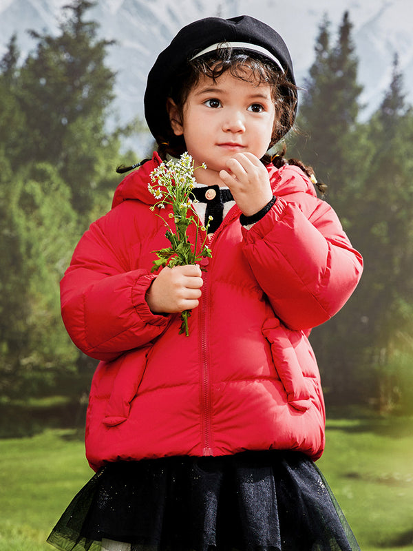 Balabala Toddler Unisex Chinese Red Down Jacket